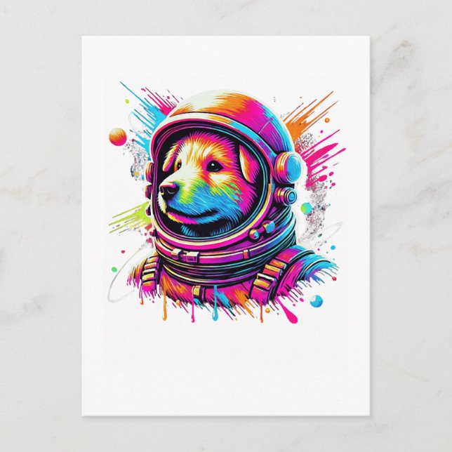 Carte Postale Conception Amoureux de Chien Spatial (Devant)