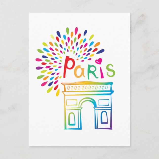 Carte Postale Conception au néon de Paris France | Arc de (Devant)