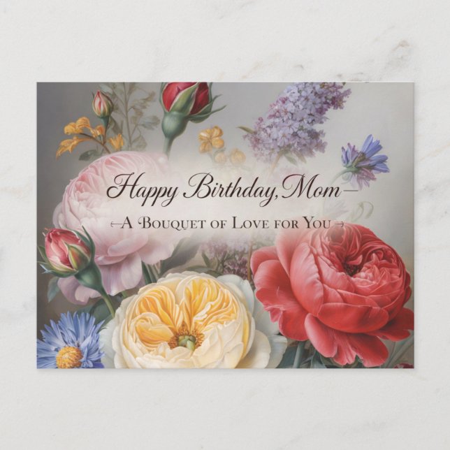 Carte Postale Conception Classique d'Anniversaire pour Maman ave (Devant)