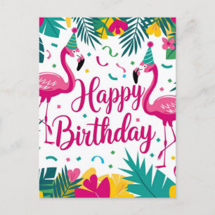Carte Postale Conception d'anniversaire flamant rose de fun trop