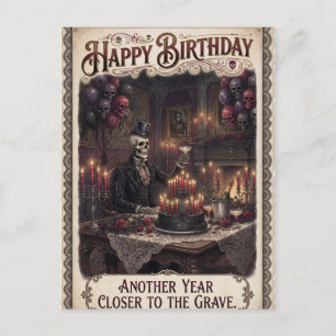 Carte Postale Conception d'anniversaire gothique avec squelette