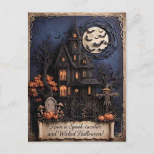 Carte Postale Conception d'art de découpe de papier Halloween ef