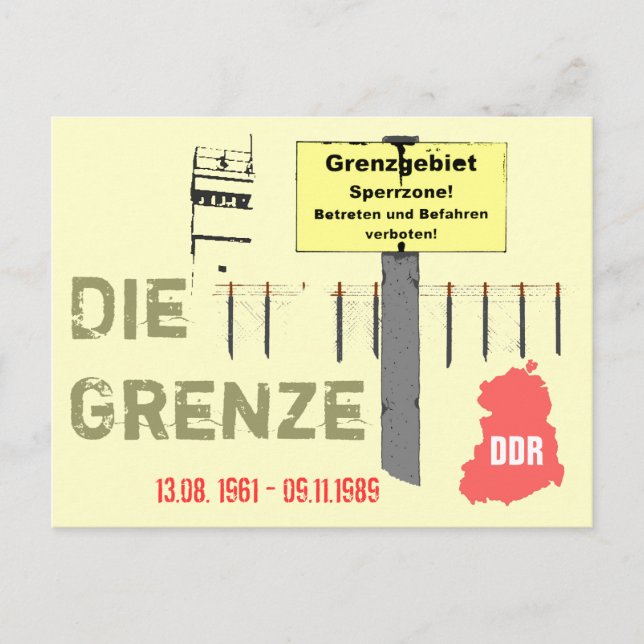 Carte Postale Conception DDR Die Grenze (Devant)