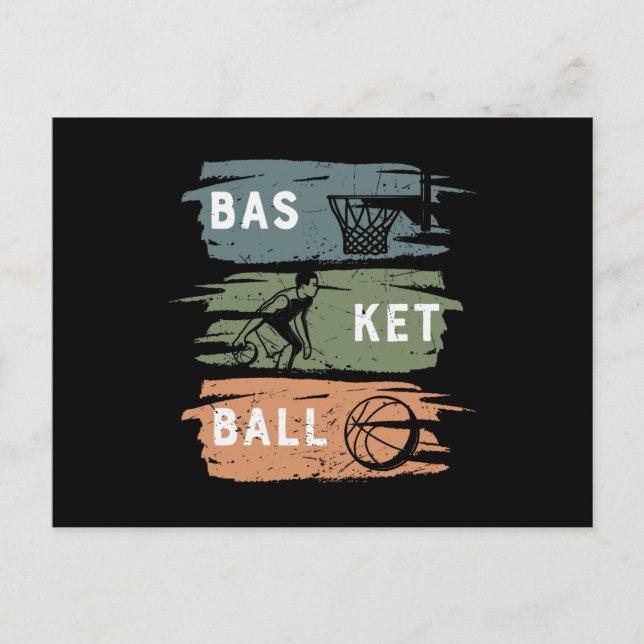 Carte Postale Conception de basket-ball cool avec 3 couleurs (Devant)