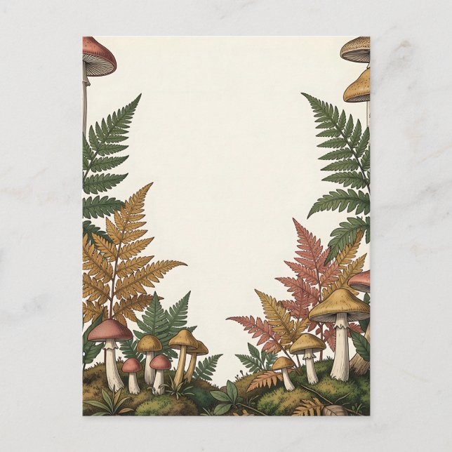 Carte Postale Conception de bordure botanique de fougère de cham (Devant)