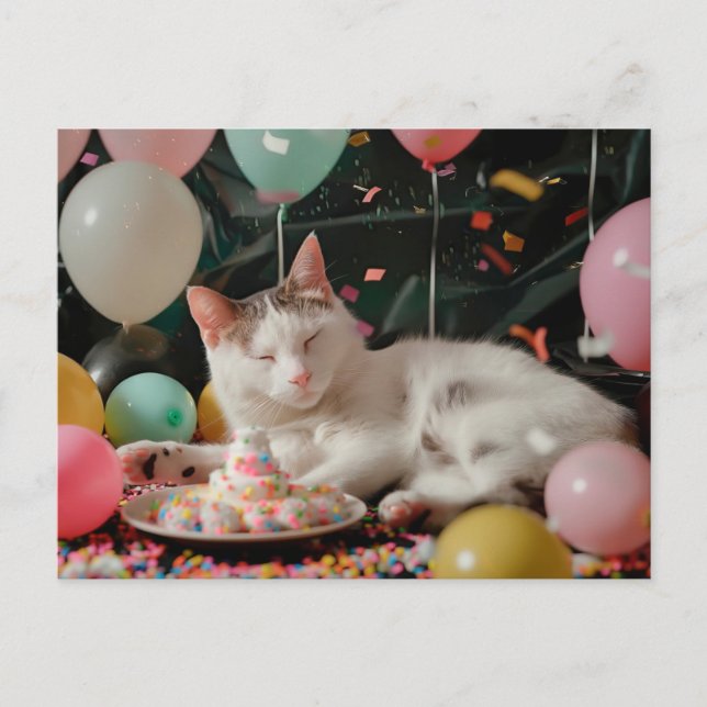 Carte Postale Conception de célébration d'anniversaire de chat a (Devant)