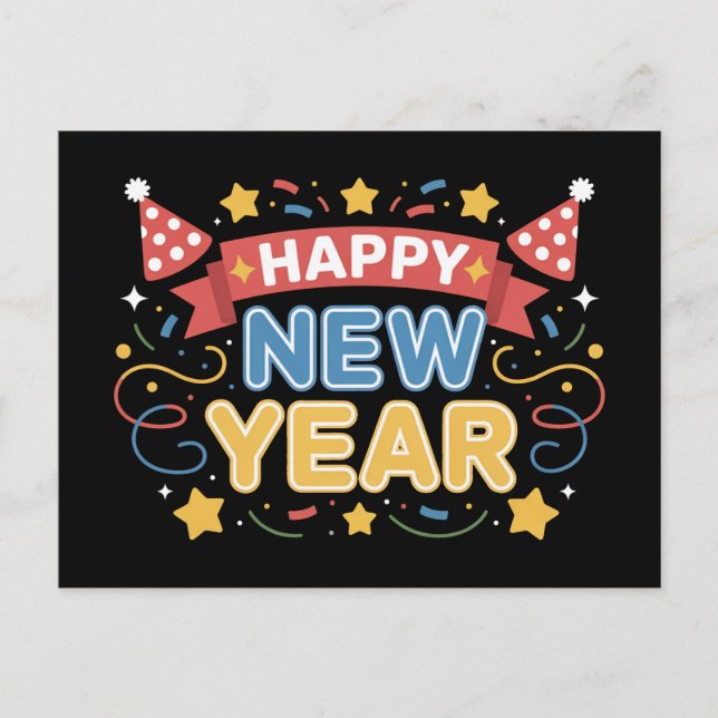 Carte Postale Conception de célébration de Nouvel An joyeux (Devant)