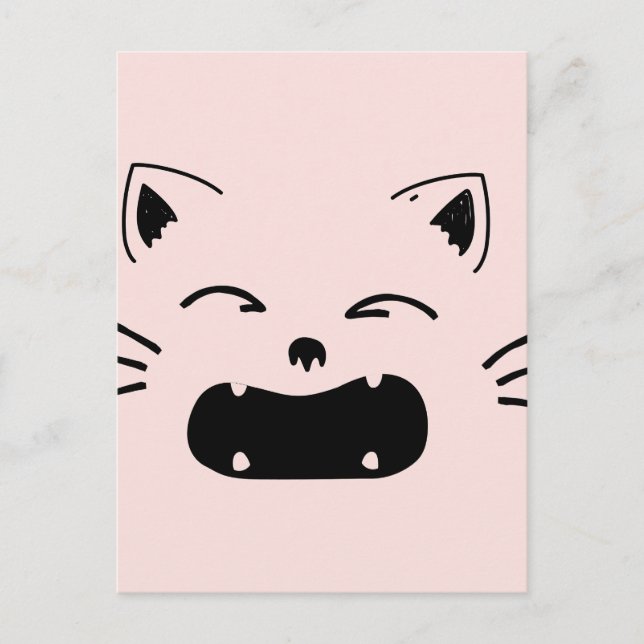 Carte Postale Conception de chat mignon | Illustration féline ad (Devant)