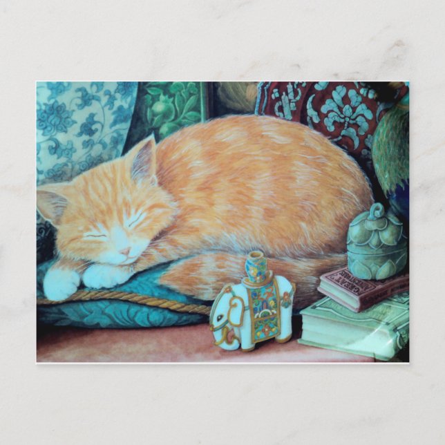 Carte Postale Conception de chats et d'éléphants indiens (Devant)