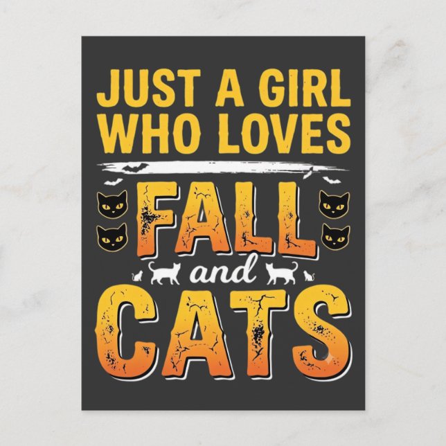 Carte Postale Conception de chats fille d'automne Halloween_1 (Devant)
