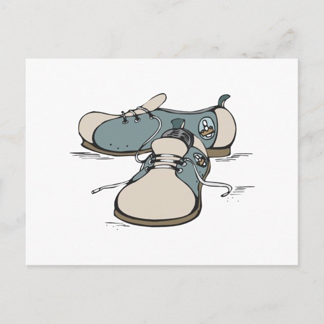 Carte Postale conception de chaussures de bowling rétro (Devant)