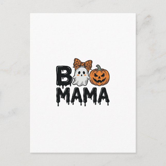 Carte Postale Conception de chemise de maman fantôme Halloween c (Devant)