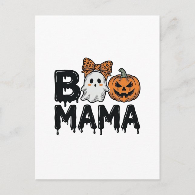 Carte Postale Conception de chemise de maman fantôme Halloween c (Devant)
