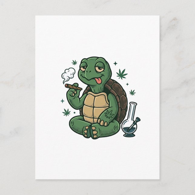 Carte Postale Conception de chemise vectorielle tortue stoner vi (Devant)