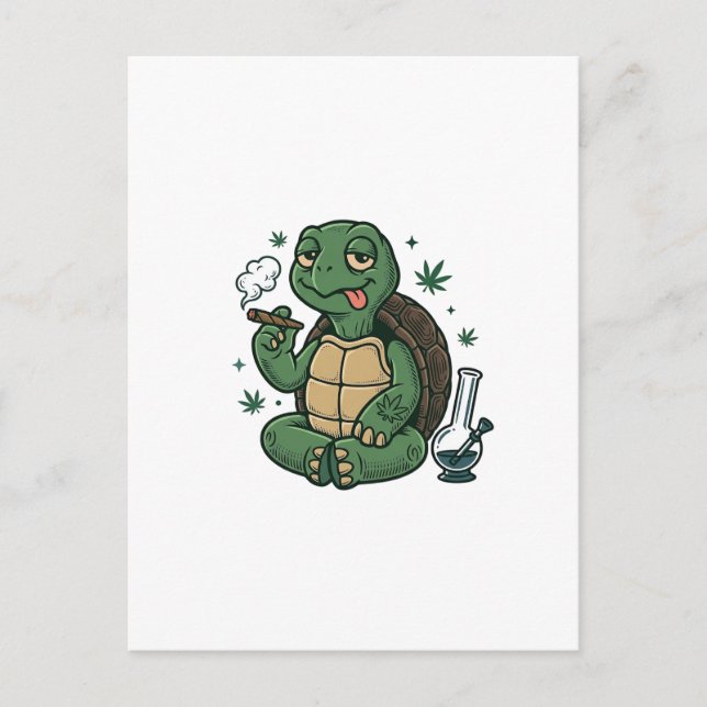 Carte Postale Conception de chemise vectorielle tortue stoner vi (Devant)