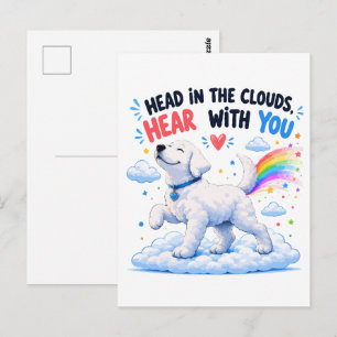Carte Postale Conception de chien mignon avec la tête dans les n