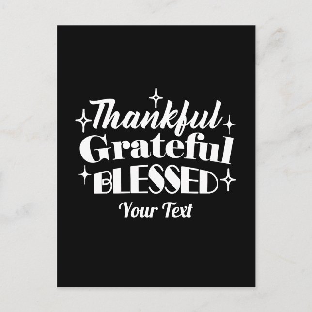 Carte Postale Conception de citation de Thanksgiving scintillant (Devant)