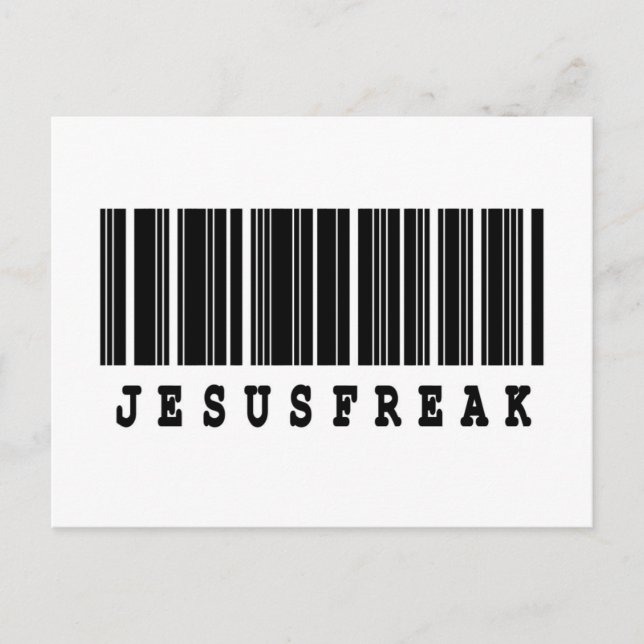 Carte Postale conception de code barre jesus freak (Devant)