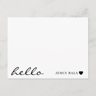 Carte Postale Conception de cœur moderne Hello minimaliste