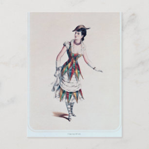 Carte Postale Conception de costumes pour une arlequin femme, ve