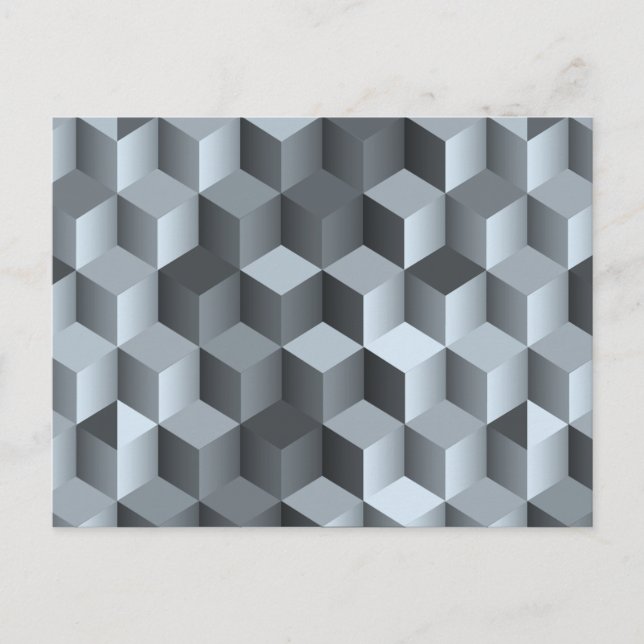 Carte Postale Conception de cube 3D monochrome (Devant)