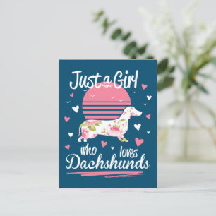 Carte Postale Conception de dachshund, juste une fille qui aime