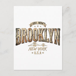 Carte Postale Conception de design doré orné de Brooklyn New Yor
