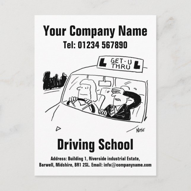 Carte Postale Conception de dessin animé d'école de conduite pou (Devant)