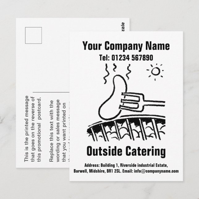 Carte Postale Conception de dessins animés pour la restauration  (Devant / Derrière)