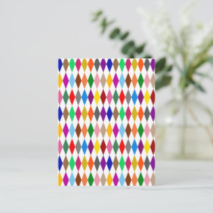 Carte Postale Conception de diamants arlequin colorés blanc