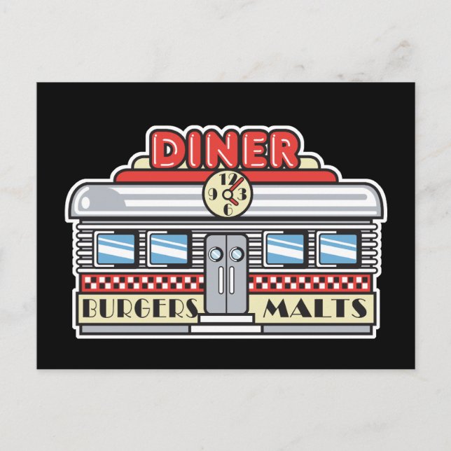 Carte Postale conception de diner rétro (Devant)