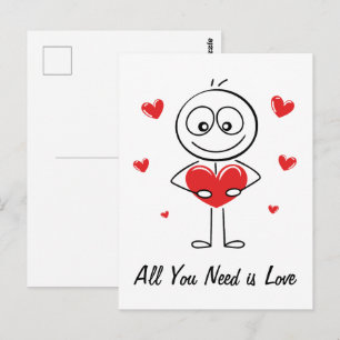 Carte Postale Conception de figure bâton mignonne tout ce dont v