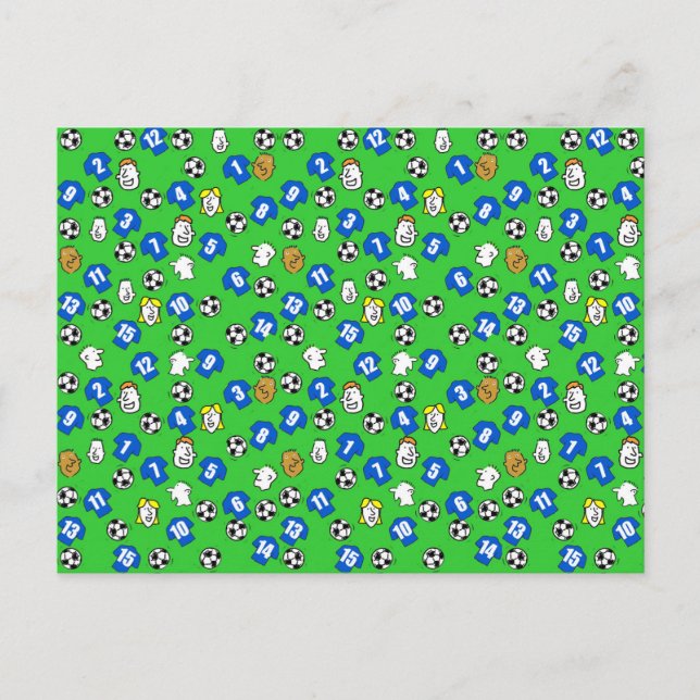 Carte Postale Conception de football avec Chemises Bleues (Devant)