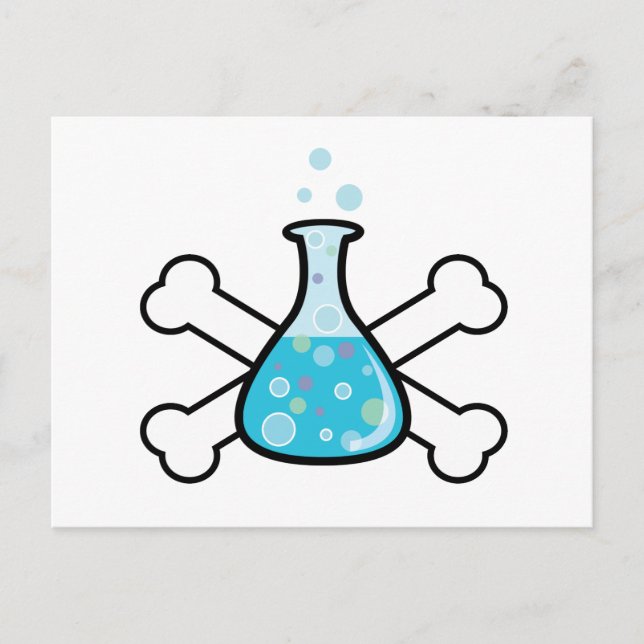 Carte Postale conception de geek de science bécher et os croisés (Devant)