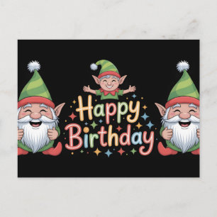 Carte Postale Conception de Gnome et d'Elf pour Joyeux Anniversa