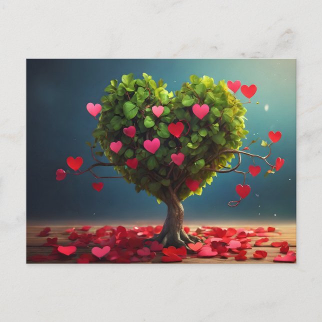 Carte Postale Conception de la Saint Valentin, Coeur sur les arb (Devant)