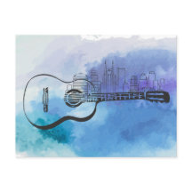 Conception de l'aquarelle de la guitare Skyline de