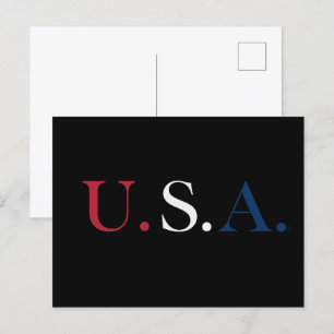 Carte Postale Conception de lettrage rouge blanc et bleu des Éta