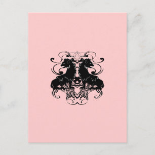 Carte Postale Conception de lion vintage rose clair de cornouill