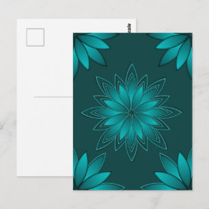 Carte Postale Conception de mandala à feuille de teal sur fond c