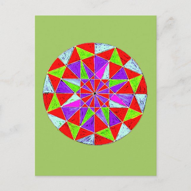 Carte Postale Conception de mandala géométrique coloré (Devant)