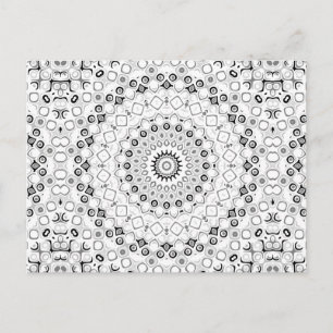 Carte Postale Conception de mandala monochrome gris noir et blan