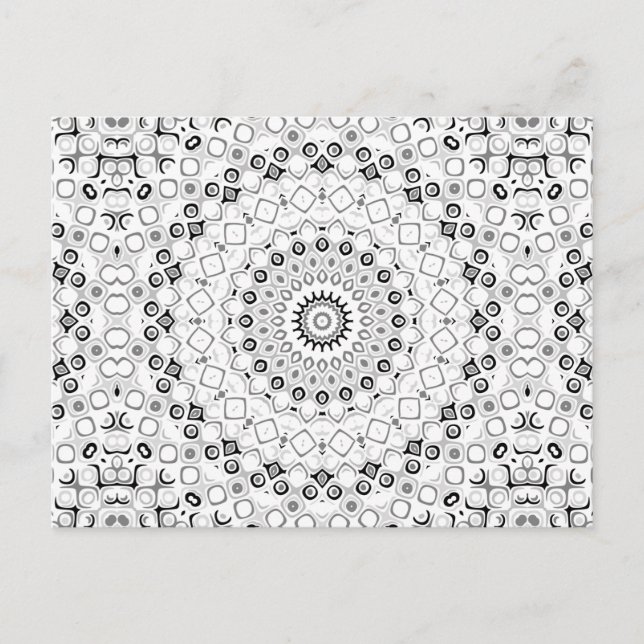Carte Postale Conception de mandala monochrome gris noir et blan (Devant)