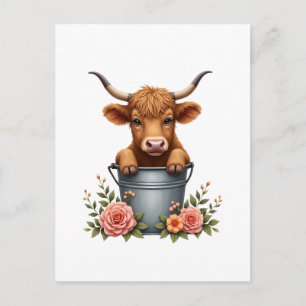 Carte Postale Conception de marché de fleurs de vache Highland v
