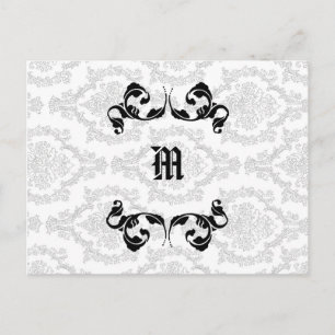 Carte Postale Conception de monogramme Damas