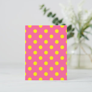 Carte Postale Conception de motif à pois jaune sur fond rose