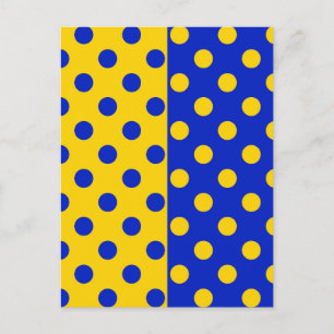 Carte Postale Conception de motif à pois jaunes bleus demi-teint