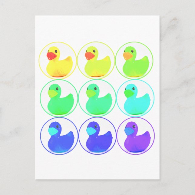 Carte Postale Conception de motif Canetons Arc-en-ciel (Devant)