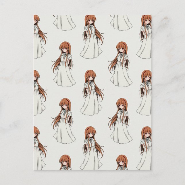 Carte Postale Conception de motif de manga de fille weeb anime  (Devant)