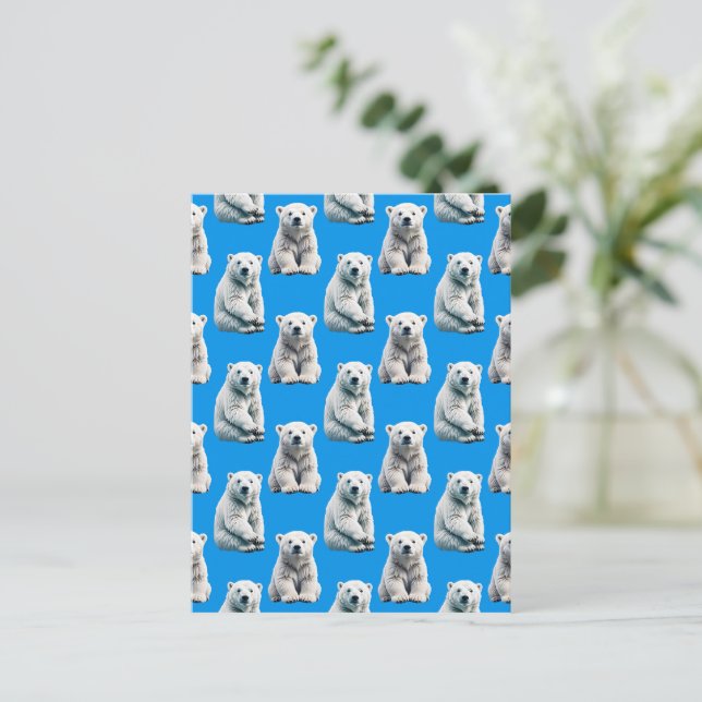 Carte Postale Conception de motif d'ours polaire bleu  (Debout devant)